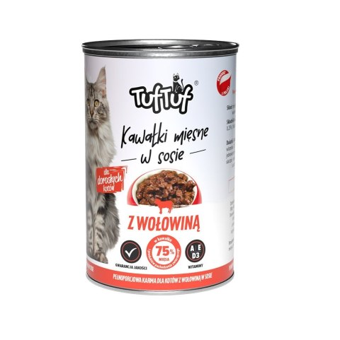 TufTuf Tuf Tuf kawałki mięsne z wołowiną dla kota puszka 415g TufTuf Tuf Tuf kawałki mięsne z wołowiną dla kota puszka 415g