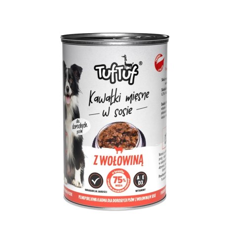 TufTuf Tuf Tuf kawałki mięsne z wołowiną dla psa puszka 415g TufTuf Tuf Tuf kawałki mięsne z wołowiną dla psa puszka 415g