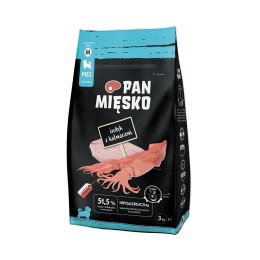 PAN MIĘSKO Pan Mięsko Karma sucha dla psa Indyk z kalmarami (szczeniak) chrupki M 3kg
