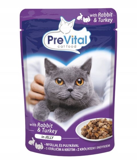PREVITAL PREVITAL indyk i królik w galaretce dla kotów 100g PREVITAL PREVITAL indyk i królik w galaretce dla kotów 100g