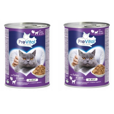 PREVITAL PREVITAL indyk-jagnięcina kawałki w galaretce dla kota 415g x 2szt PREVITAL PREVITAL indyk-jagnięcina kawałki w galaretce dla kota 415g x 2szt