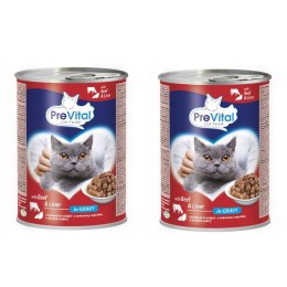 PREVITAL PREVITAL wołowina-wątróbka kawałki w sosie dla kota 415g x 2szt