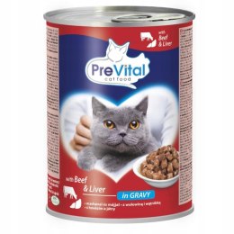 PREVITAL PREVITAL wołowina-wątróbka kawałki w sosie dla kota 415g x 2szt