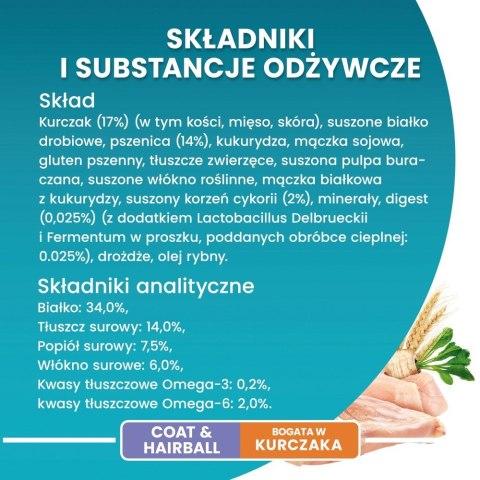 PURINA NESTLE PURINA One Bifensis Coat & Hairball Kurczak - sucha karma dla kota - 800 g PURINA NESTLE PURINA One Bifensis Coat & Hairball Kurczak - sucha karma dla kota - 800 g