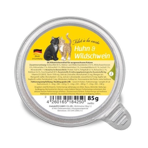Fox4Pets GranataPet Filet a la carte kurczak z dzikiem karma dla kota 85g Fox4Pets GranataPet Filet a la carte kurczak z dzikiem karma dla kota 85g