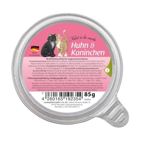 Fox4Pets GranataPet Filet a la carte kurczak z królikiem karma dla kota 85g Fox4Pets GranataPet Filet a la carte kurczak z królikiem karma dla kota 85g