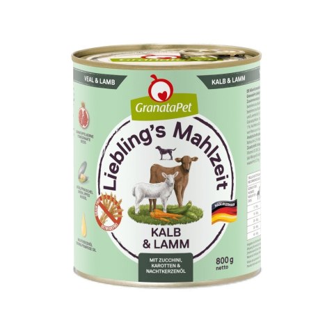 Fox4Pets GranataPet Liebling´s Mahlzeit cielęcina i jagnięcina mokra karma dla psa 800g Fox4Pets GranataPet Liebling´s Mahlzeit cielęcina i jagnięcina mokra karma dla psa 800g