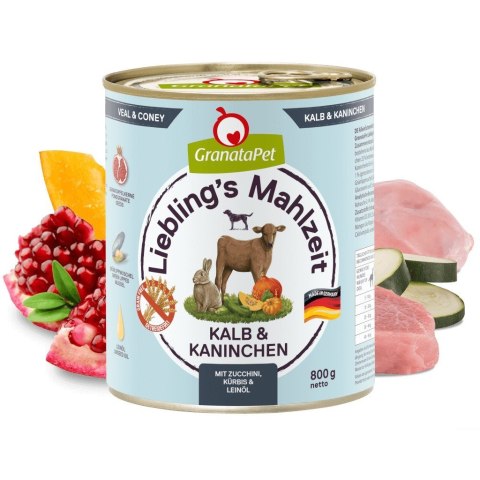 Fox4Pets GranataPet Liebling´s Mahlzeit cielęcina i królik mokra karma dla psa 800g Fox4Pets GranataPet Liebling´s Mahlzeit cielęcina i królik mokra karma dla psa 800g