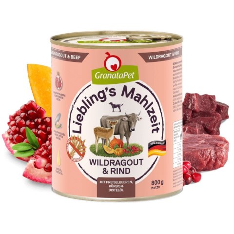 Fox4Pets GranataPet Liebling´s Mahlzeit dziczyzna i wołowina mokra karma dla psa 800g Fox4Pets GranataPet Liebling´s Mahlzeit dziczyzna i wołowina mokra karma dla psa 800g