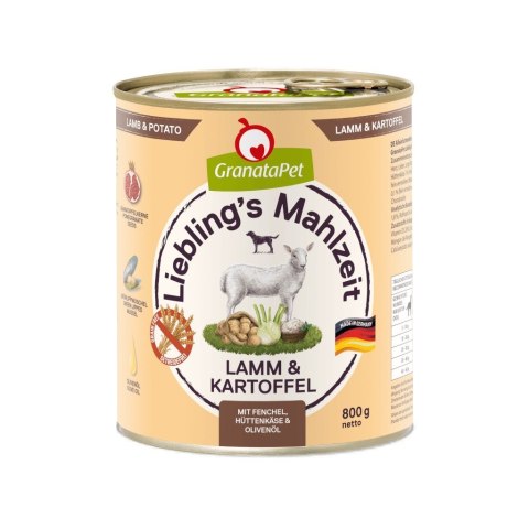 Fox4Pets GranataPet Liebling´s Mahlzeit jagnięcina i ziemniaki mokra karma dla psa 800g Fox4Pets GranataPet Liebling´s Mahlzeit jagnięcina i ziemniaki mokra karma dla psa 800g