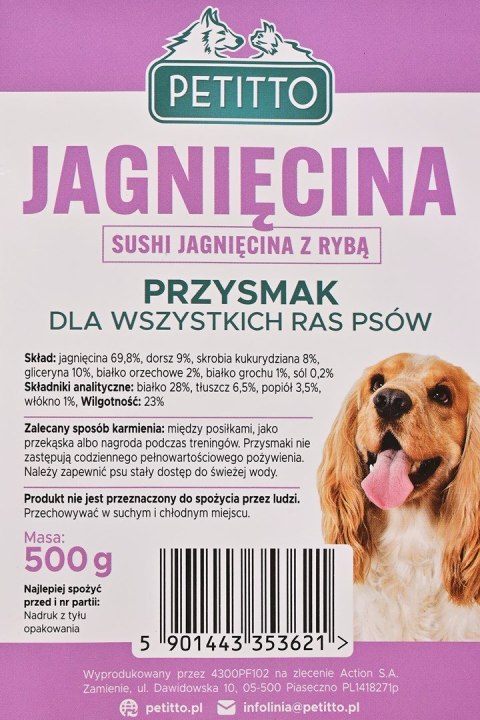 PETITTO PETITTO - Sushi Jagnięcina z Rybą - przysmak dla psa - 500g PETITTO PETITTO - Sushi Jagnięcina z Rybą - przysmak dla psa - 500g