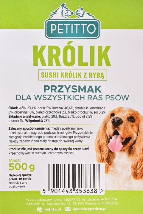 PETITTO PETITTO- Sushi Królik z Rybą - Przysmak dla psa - 500g PETITTO PETITTO- Sushi Królik z Rybą - Przysmak dla psa - 500g