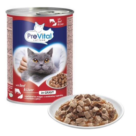 PREVITAL PREVITAL - Z wołowiną i wątróbką w sosie - Pełnoporcjowa karma dla dorosłych kotów - 0.415g PREVITAL PREVITAL - Z wołowiną i wątróbką w sosie - Pełnoporcjowa karma dla dorosłych kotów - 0.415g
