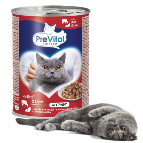 PREVITAL PREVITAL - Z wołowiną i wątróbką w sosie - Pełnoporcjowa karma dla dorosłych kotów - 0.415g PREVITAL PREVITAL - Z wołowiną i wątróbką w sosie - Pełnoporcjowa karma dla dorosłych kotów - 0.415g