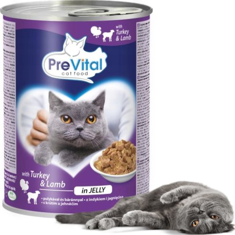 PREVITAL PREVITAL indyk-jagnięcina kawałki w galaretce dla kota 415g x 2szt PREVITAL PREVITAL indyk-jagnięcina kawałki w galaretce dla kota 415g x 2szt