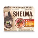 SHELMA SHELMA saszetka - pełnoporcjowa bezzbożowa karma dla dorosłych kotów. Z kurczakiem, wołowiną, indykiem, kaczką 12x 85 g