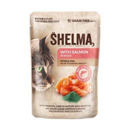SHELMA SHELMA saszetka - pełnoporcjowa bezzbożowa karma dla dorosłych kotów. Z łososiem i dorszem 4x85g