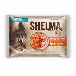 SHELMA SHELMA saszetki dla kociąt. Z indykiem i łososiem 4x85g