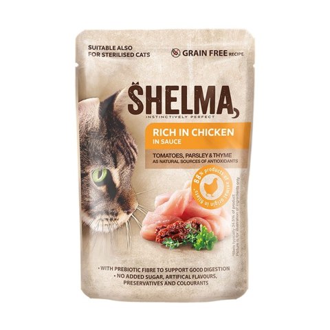 SHELMA SHELMA saszetki - pełnoporcjowa bezzbożowa karma dla dorosłych kotów. Z kurczakiem, wołowiną, kaczką i indykiem 4x85g SHELMA SHELMA saszetki - pełnoporcjowa bezzbożowa karma dla dorosłych kotów. Z kurczakiem, wołowiną, kaczką i indykiem 4x85g