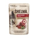 SHELMA SHELMA saszetki - pełnoporcjowa bezzbożowa karma dla dorosłych kotów. Z kurczakiem, wołowiną, kaczką i indykiem 4x85g