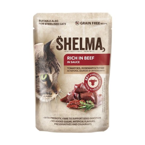 SHELMA SHELMA saszetki - pełnoporcjowa bezzbożowa karma dla dorosłych kotów. Z kurczakiem, wołowiną, kaczką i indykiem 4x85g SHELMA SHELMA saszetki - pełnoporcjowa bezzbożowa karma dla dorosłych kotów. Z kurczakiem, wołowiną, kaczką i indykiem 4x85g