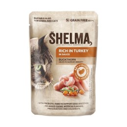 SHELMA SHELMA saszetki - pełnoporcjowa bezzbożowa karma dla dorosłych kotów. Z wołowiną, kaczką, kurczakiem i indykiem. 40x85g