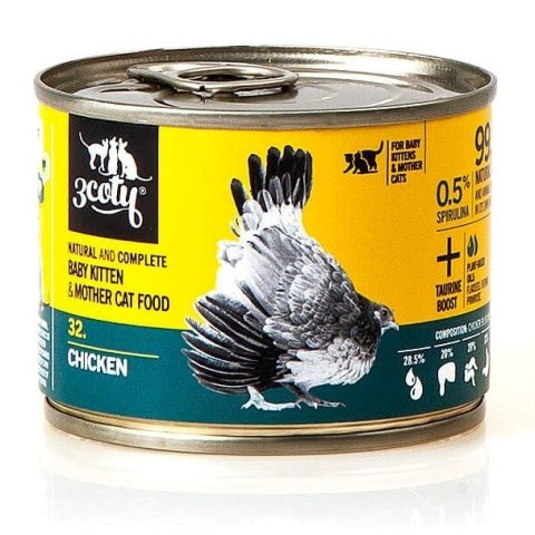 3coty 3Coty CHICKEN with Spirulina Baby&Mother Cats 180g 3coty 3Coty CHICKEN with Spirulina Baby&Mother Cats 180g
