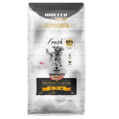 BIOFEED BIOFEED Euphoria Fresh Meat Adult Medium & Large Indyk Monoprotein 12kg BIOFEED BIOFEED Euphoria Fresh Meat Adult Medium & Large Indyk Monoprotein 12kg