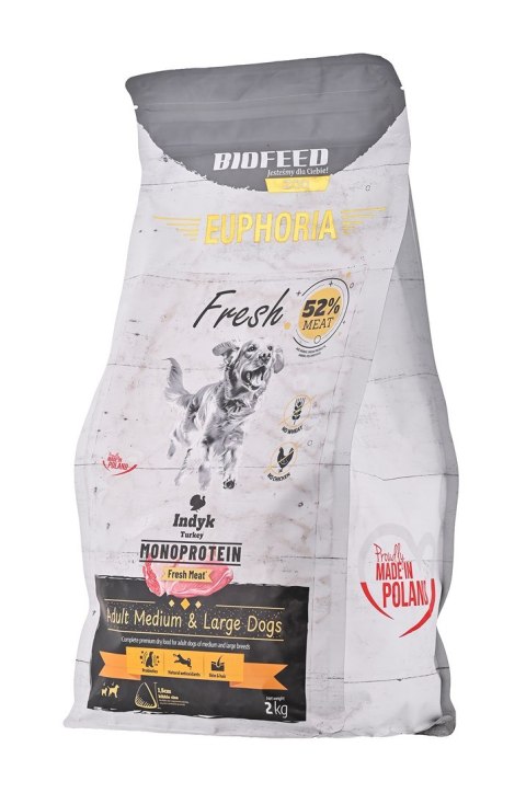 BIOFEED BIOFEED Euphoria Fresh Meat Adult Medium & Large Indyk Monoprotein 2kg BIOFEED BIOFEED Euphoria Fresh Meat Adult Medium & Large Indyk Monoprotein 2kg