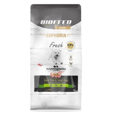 BIOFEED BIOFEED Euphoria Fresh Meat Adult Mini & Small Indyk i Jagnięcina 8kg BIOFEED BIOFEED Euphoria Fresh Meat Adult Mini & Small Indyk i Jagnięcina 8kg