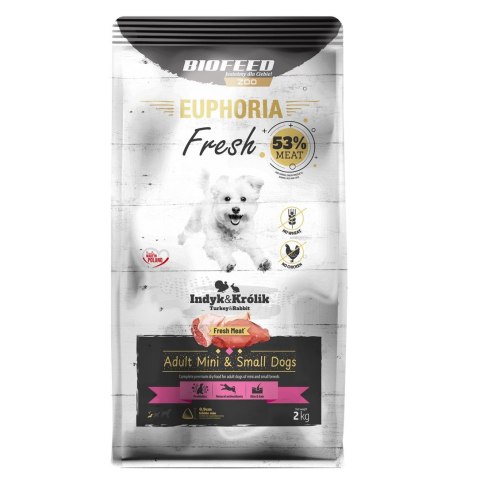 BIOFEED BIOFEED Euphoria Fresh Meat Adult Mini & Small Indyk i Królik 2kg BIOFEED BIOFEED Euphoria Fresh Meat Adult Mini & Small Indyk i Królik 2kg