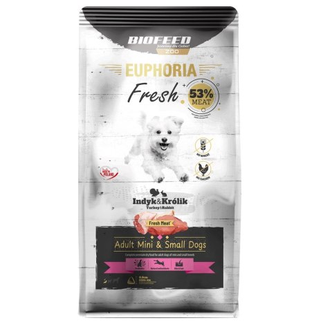 BIOFEED BIOFEED Euphoria Fresh Meat Adult Mini & Small Indyk i Królik 8kg BIOFEED BIOFEED Euphoria Fresh Meat Adult Mini & Small Indyk i Królik 8kg