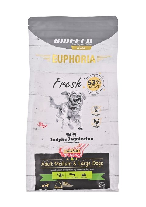 BIOFEED BIOFEED Euphoria Fresh Meat Indyk/Jagnię M/L 2kg BIOFEED BIOFEED Euphoria Fresh Meat Indyk/Jagnię M/L 2kg