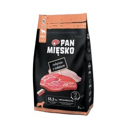 PAN MIĘSKO Pan Mięsko Cielęcina z indykiem sucha karma dla psa chrupki XS 3kg