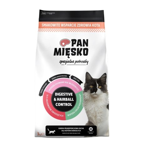 PAN MIĘSKO Pan Mięsko Digestive & Hairball Control sucha karma dla kota 3kg PAN MIĘSKO Pan Mięsko Digestive & Hairball Control sucha karma dla kota 3kg