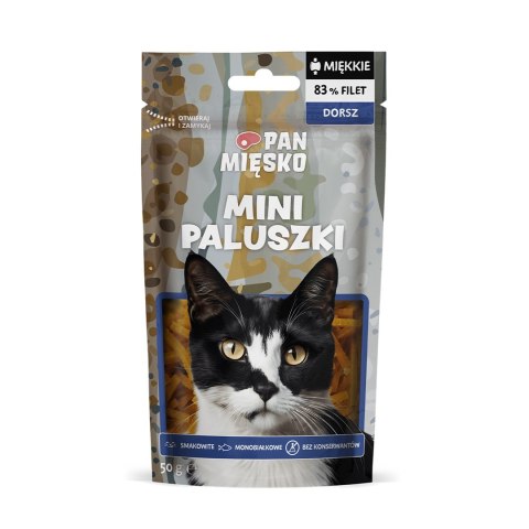 PAN MIĘSKO Pan Mięsko Przysmak dla kota Mini paluszki Dorsz 50g PAN MIĘSKO Pan Mięsko Przysmak dla kota Mini paluszki Dorsz 50g
