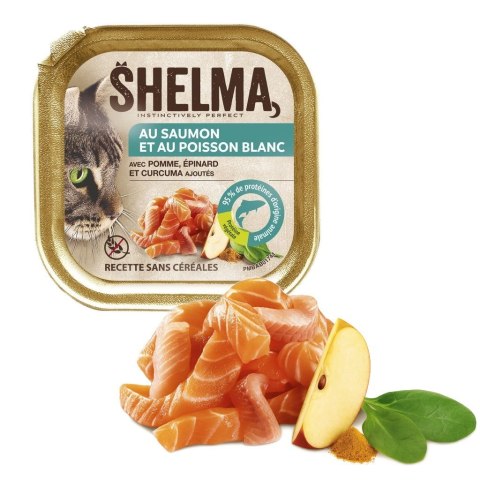 SHELMA SHELMA Alucup - pełnoporcjowa bezzbożowa karma dla dorosłych kotów. Z łososiem i białą rybą 100g SHELMA SHELMA Alucup - pełnoporcjowa bezzbożowa karma dla dorosłych kotów. Z łososiem i białą rybą 100g