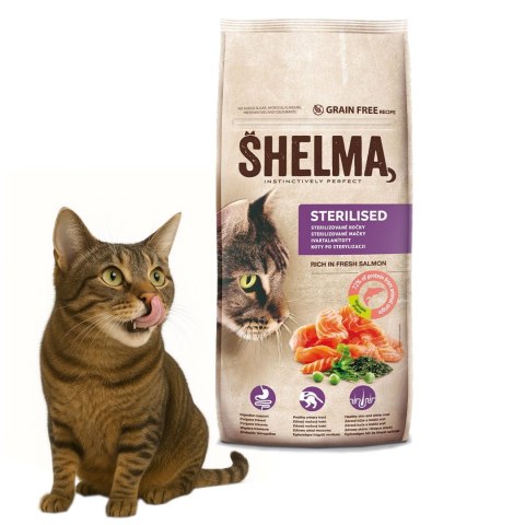 SHELMA SHELMA karma sucha dla kotów sterylizowanych. Z łososiem 8kg SHELMA SHELMA karma sucha dla kotów sterylizowanych. Z łososiem 8kg