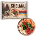 SHELMA SHELMA saszetka - pełnoporcjowa bezzbożowa karma dla dorosłych kotów. Z łososiem, dorszem, wołowiną i kurczakiem 4x85g