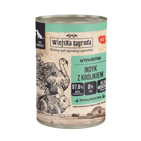 Wiejska zagroda Wiejska Zagroda Indyk z królikiem karma mokra dla psa 400g Wiejska zagroda Wiejska Zagroda Indyk z królikiem karma mokra dla psa 400g
