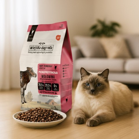 Wiejska zagroda Wiejska Zagroda Wołowina monobiałkowa karma sucha dla kota 3kg Wiejska zagroda Wiejska Zagroda Wołowina monobiałkowa karma sucha dla kota 3kg