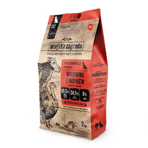 Wiejska zagroda Wiejska Zagroda Wołowina z indykiem karma sucha dla psa 2kg Wiejska zagroda Wiejska Zagroda Wołowina z indykiem karma sucha dla psa 2kg