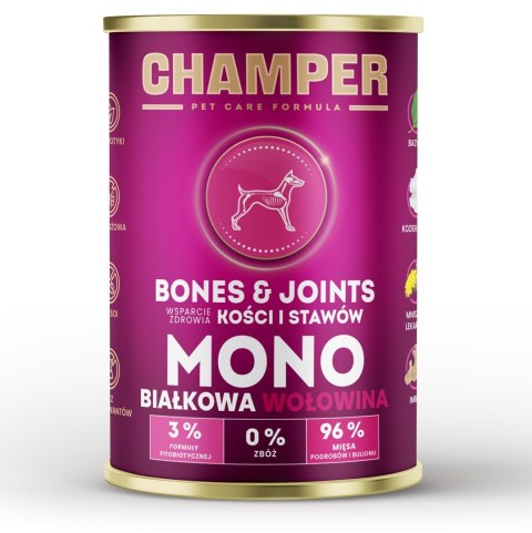 CHAMPER CHAMPER BONES&JOINTS MONOBIAŁKOWA wołowina mokra karma dla psa 400g