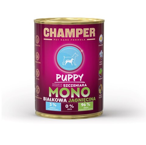 CHAMPER CHAMPER PUPPY MONOBIAŁKOWA jagnięcina mokra karma dla psa 400 g
