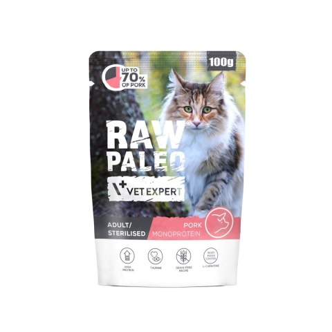 VetExpert VetExpert Raw Paleo Adult/Sterilised Cat Pork 100g